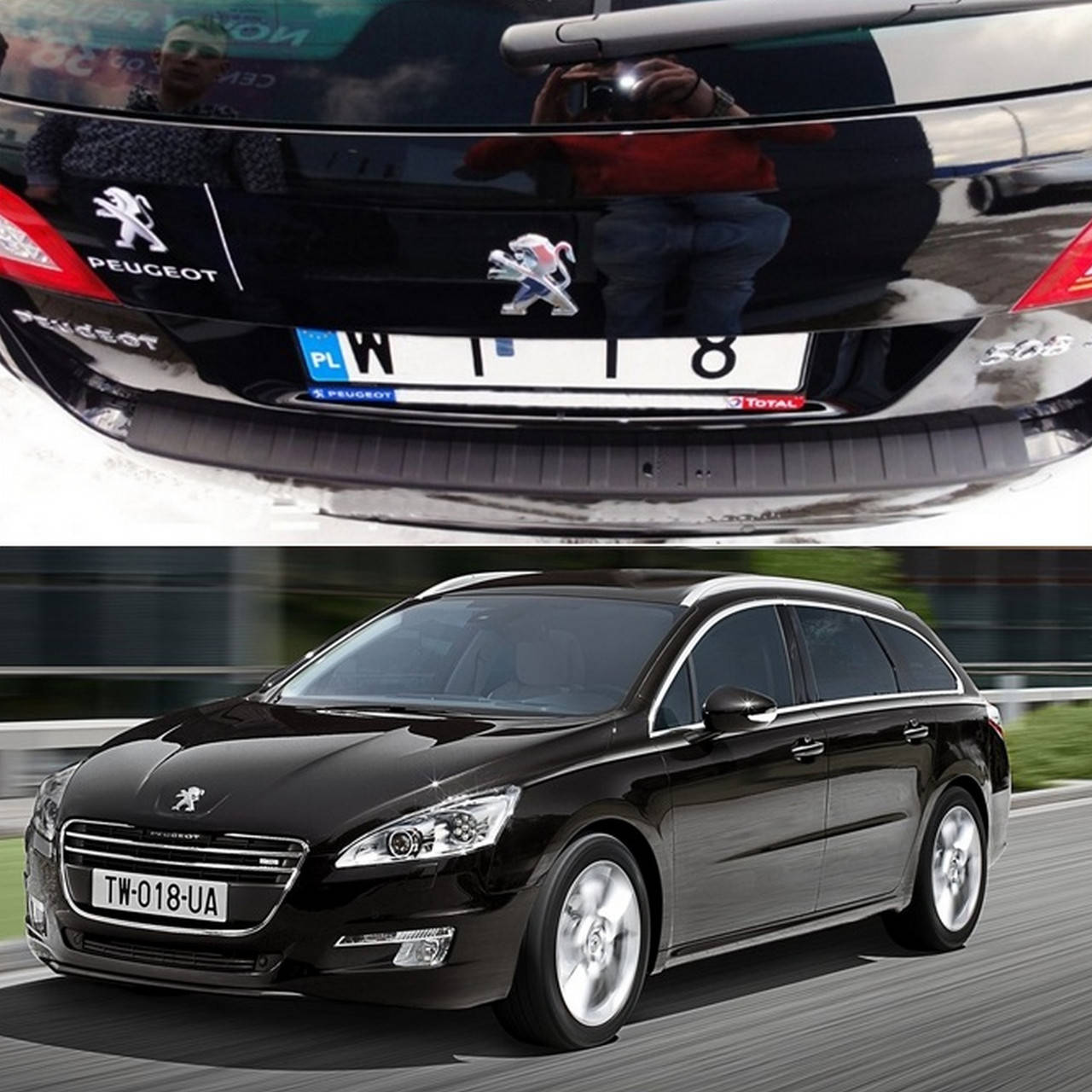 

Пластиковая защитная накладка на задний бампер для Peugeot 508 SW 2010-2018, Черный