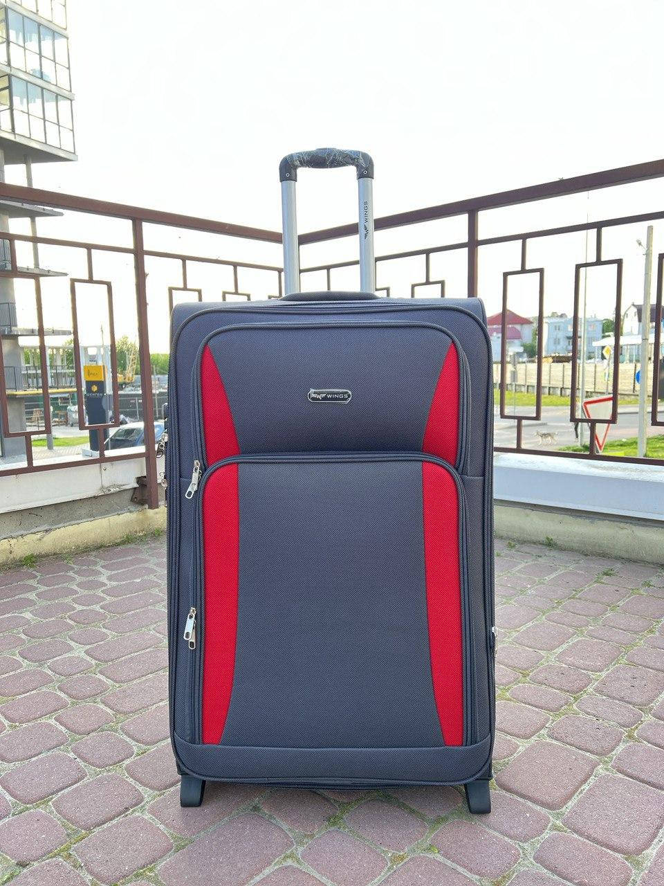 

Чемодан Wings F-23 тканевый  (L) на 2-х колесах, Серый