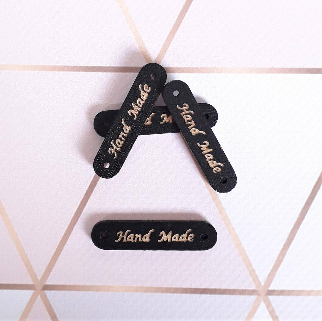 

Бирка "Hand Made" деревянная пришивная. Черная 35*8мм, Черный