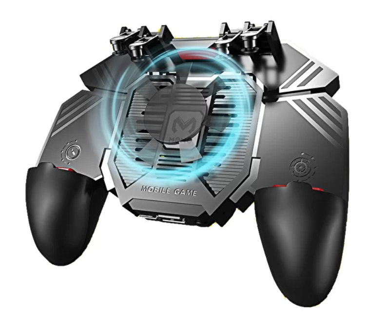 

Беспроводной геймпад триггер для смартфонов Union PUBG Mobile AK77 с вентилятором и аккумулятором на 4000 mAh, Черный