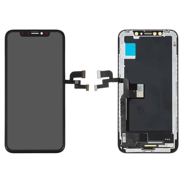

Дисплей (экран) для iPhone X с сенсором (тачскрин) черный + защитное стекло