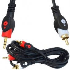 

Шнур шт.3,5стерео- 2шт.RCA gold, диам-4х8мм., 2,4м, чёрный, Черный