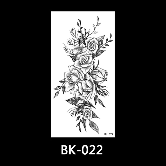 

Флеш тату. 19*10 см. Переводные. Временная татуировка. Цветы и Бабочки, Ч/Б. Средний (15-19 см) Минимализм,