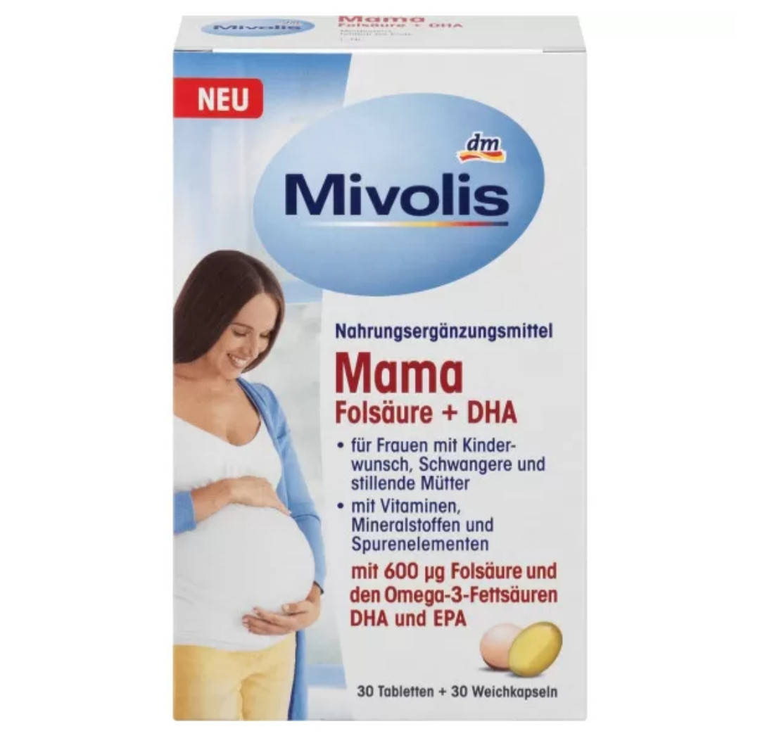 

Фолієва кислота мама + DHA Mivolis Mama Folsäure + DHA 30 шт