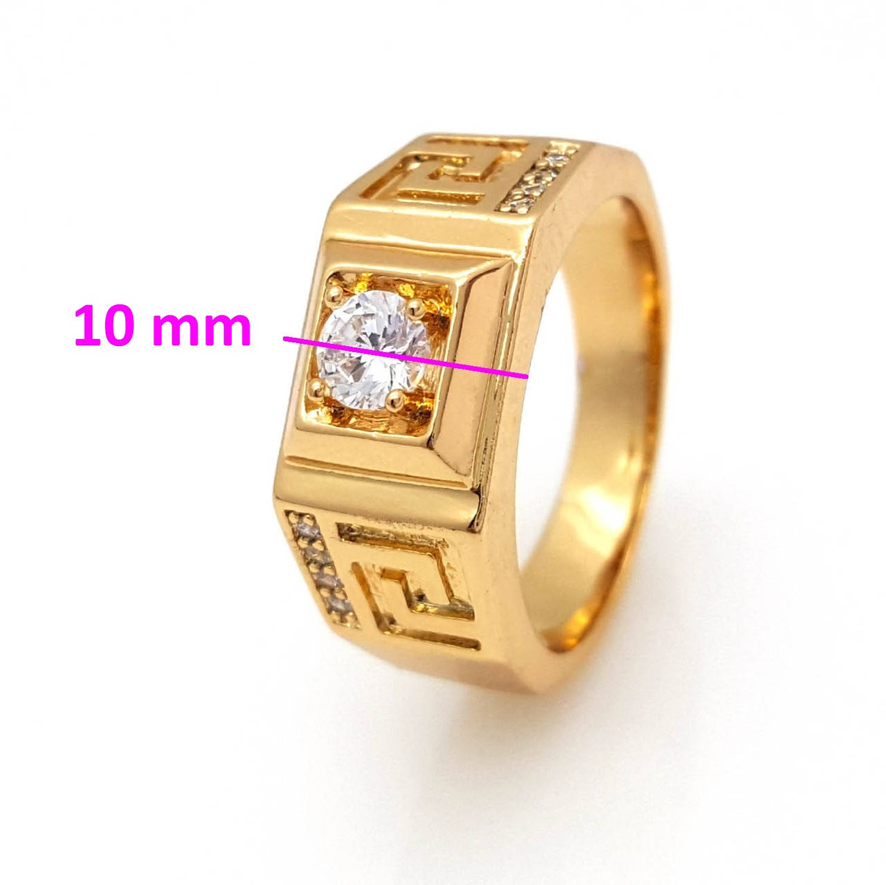 

Кольцо позолоченное, Печатка, с цирконием, р.18,5, медзолото, 18К