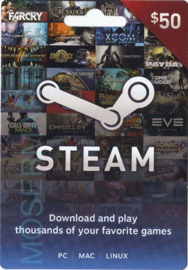 

Подарочная карта Steam Wallet 50$ (USD)