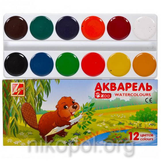 

Краски акварельные "Мини" "Zoo" 12 цветов, Разные цвета