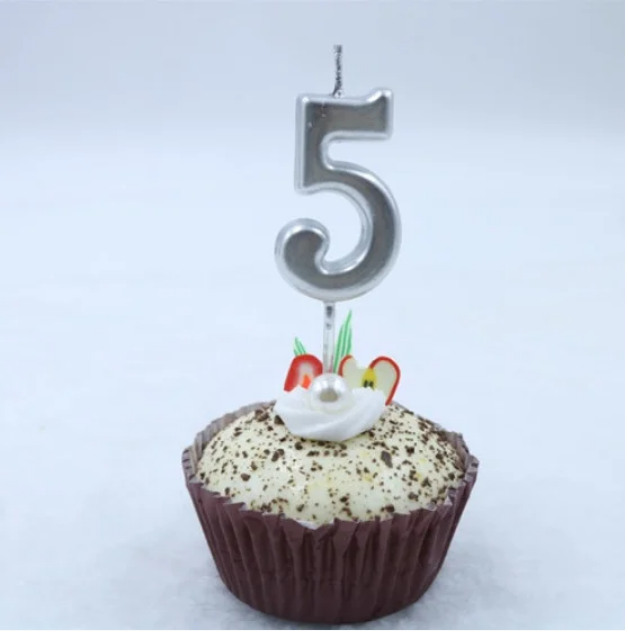 

Свеча цифра "5" в торт серебро