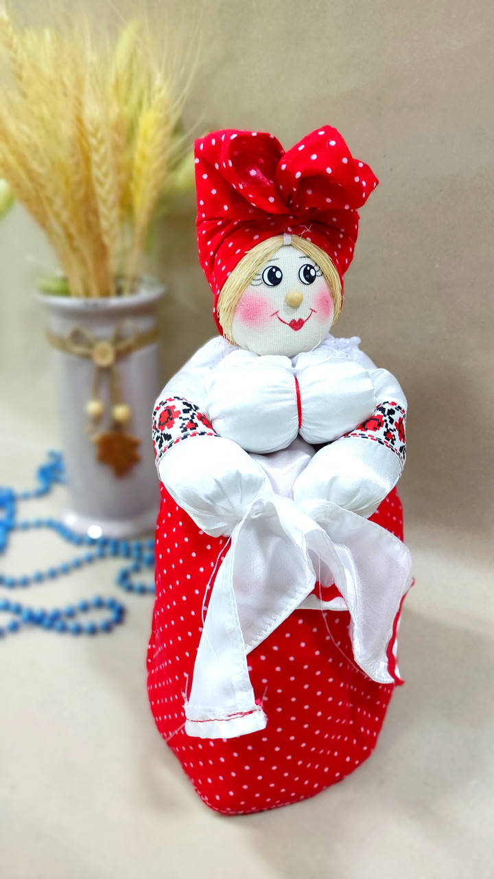 

Текстильна лялька ручної роботи " грілка на чашку "