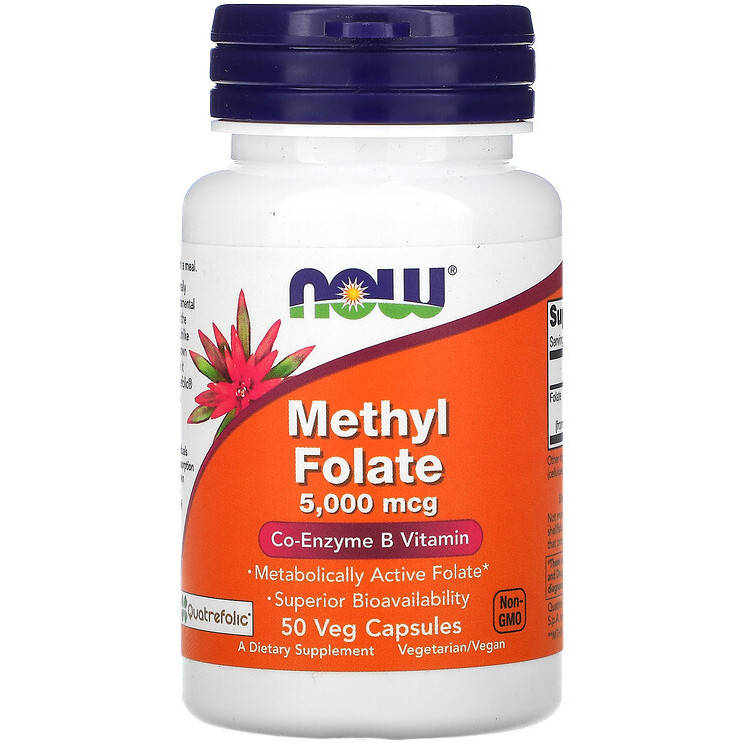 

Метилфолат NOW Foods "Methyl Folate" коэнзимный витамин В9, 5000 мкг (50 капсул)