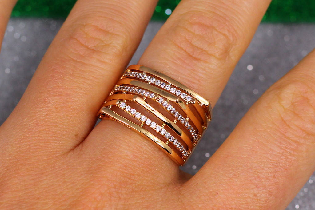 

Кольцо Xuping Jewelry винтовые ступеньки р 16 золотистое