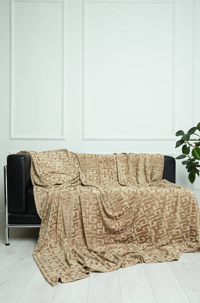 

Плед велюр бежевый размер 220*240 см Koloco 143269M