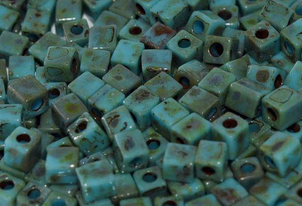 

Miyuki Square Beads 4 мм SB4514 Picasso Opq Seafoam Green