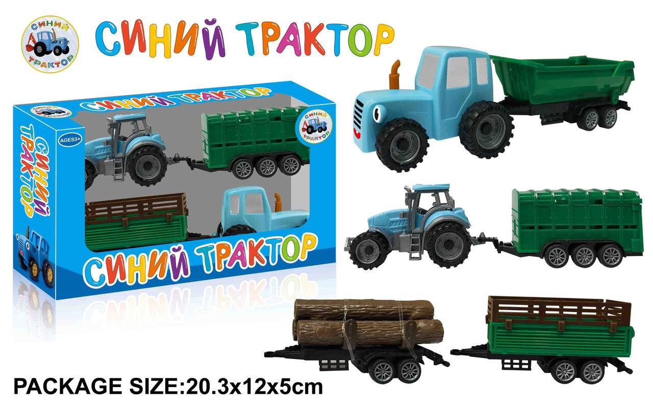 

Трактор Синий Трактор инерция с прицепом, 2 вида, в кор. 20,3*12*5см (144шт/2)