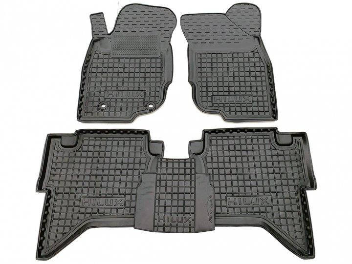 

Полиуретановые (автогум) коврики в салон Toyota Hilux / Тойота Хайлюкс 2005+, Черный