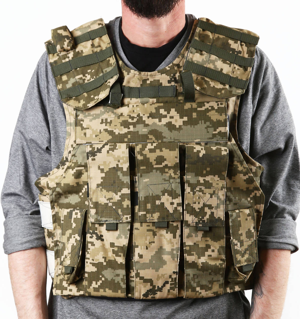 

Плитоноска – разгрузка 2 в 1 (пластины 25х300), цвет камуфляж/пиксель;