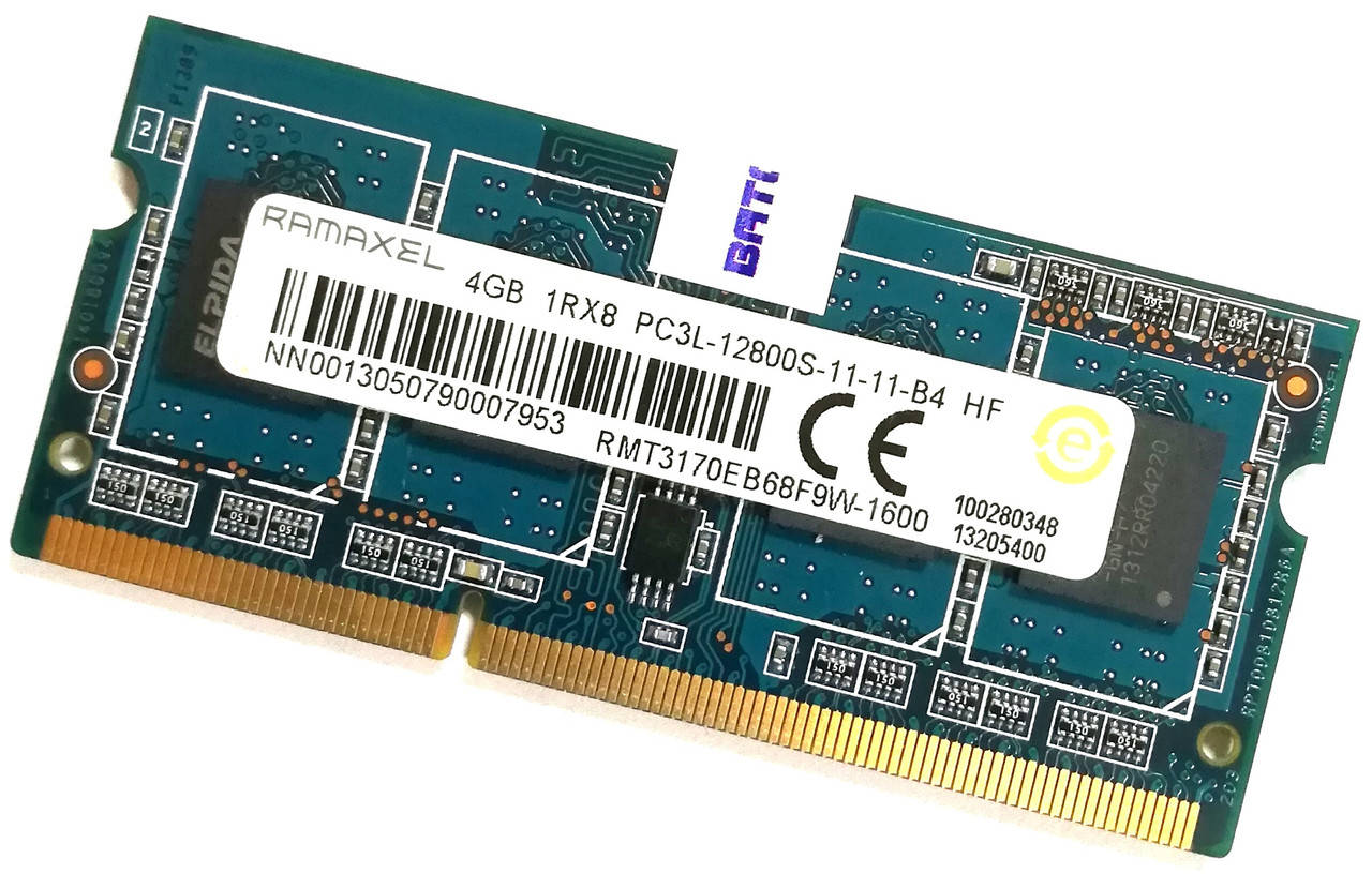 

Оперативная память для ноутбука Ramaxel SODIMM DDR3L 4Gb 1600MHz 12800s CL11 (RMT3170EB68F9W-1600) Б/У