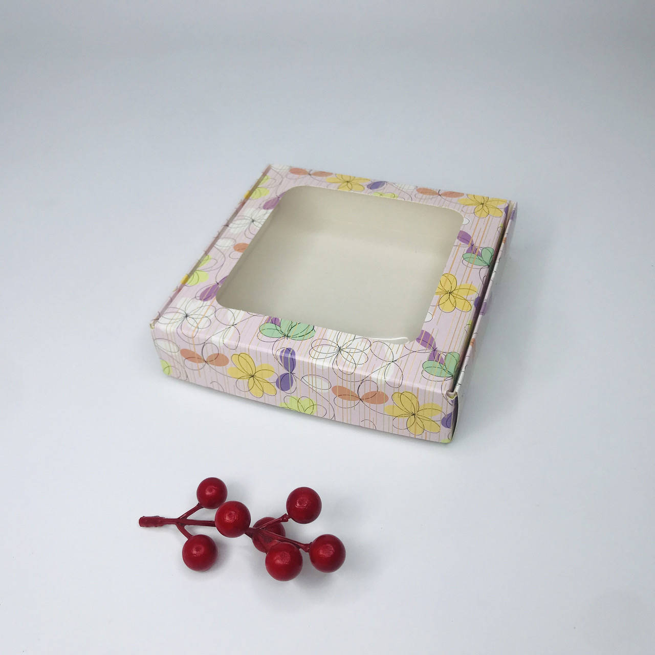 

Коробка для пряника, 150*150*35 мм, с окном, "Нежность", Розовый