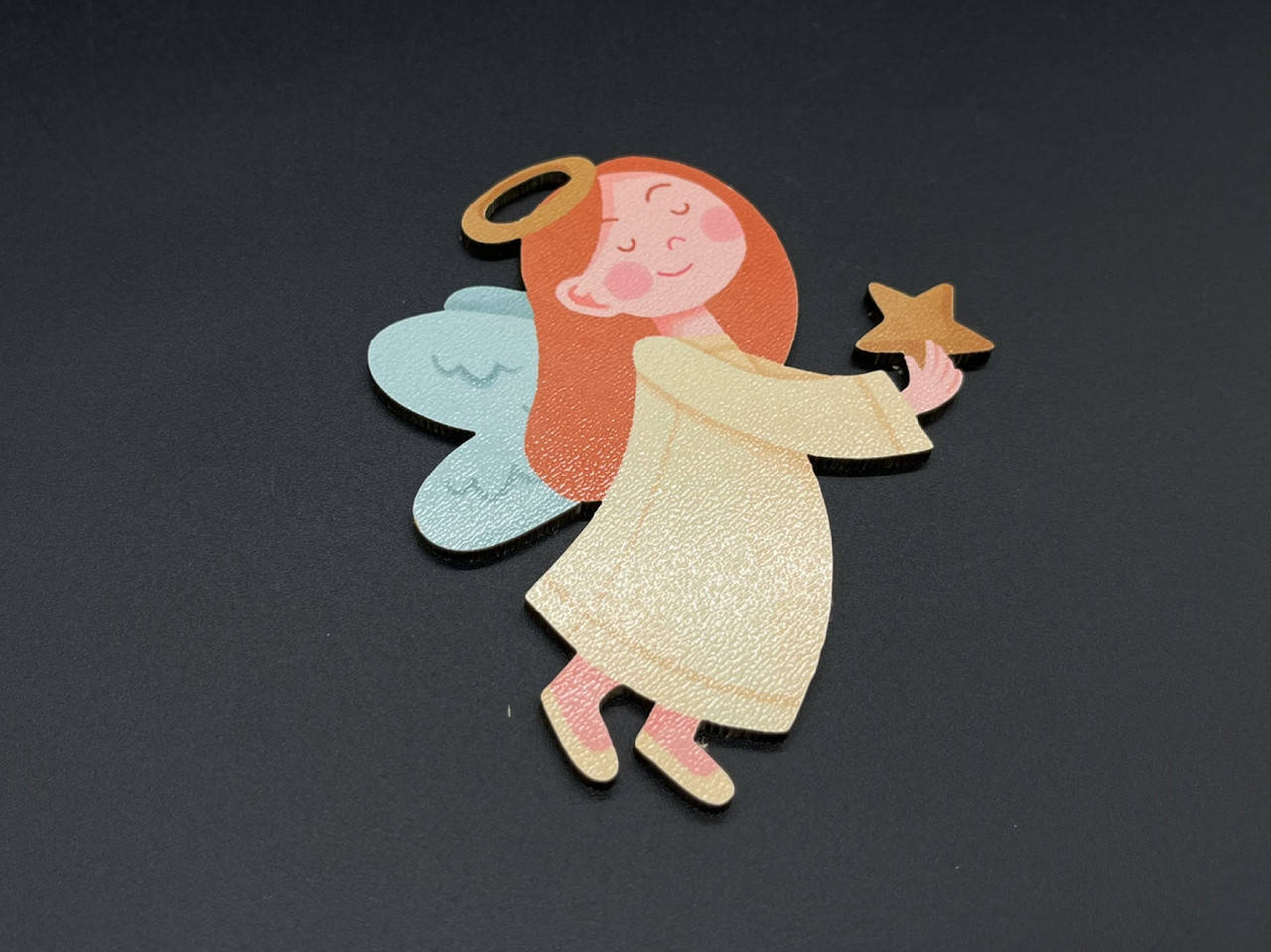 

Деревянная новогодняя игрушка с печатью. 10см