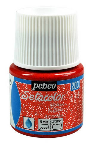 

Краска по светл.тканям нерастекающаяся "Setacolor Glitter" 45мл РУБИН