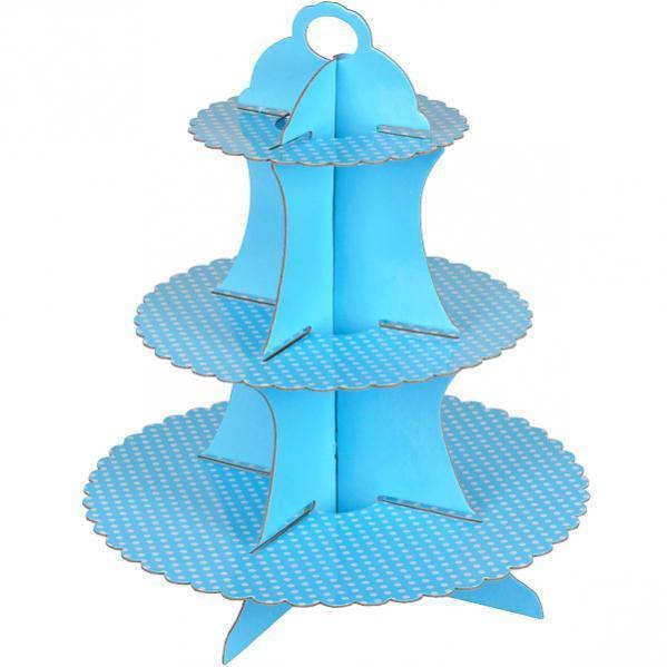 

Стойка для сладостей голубая в горошек