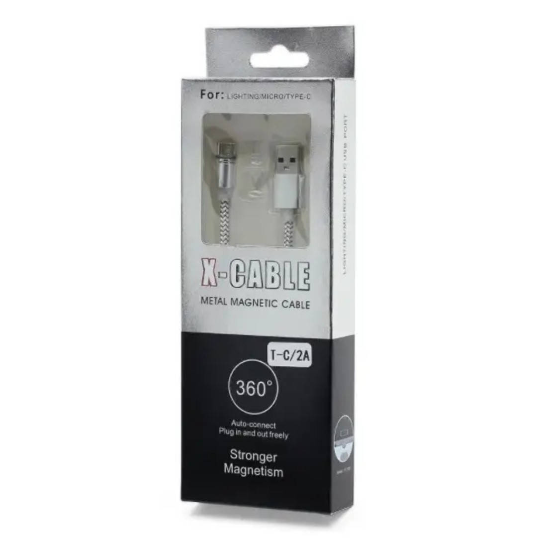 

Магнитный кабель USB кабель для Iphone 6/7/8 X-CABLE Круглый 360 Градусов Серый