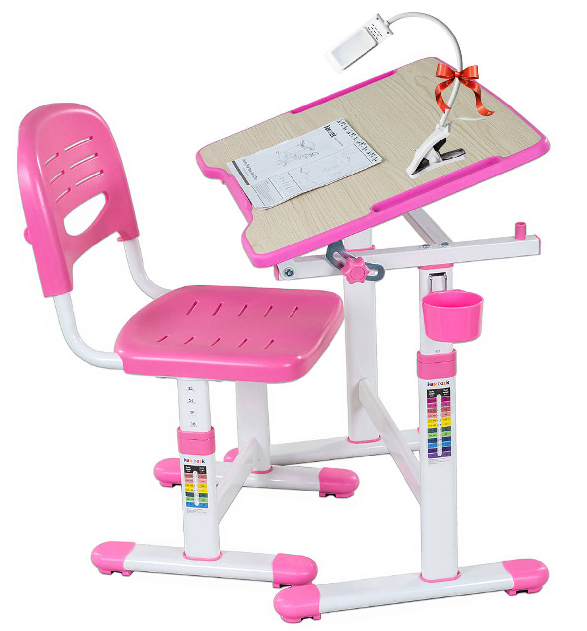 

Детская Растущая Парта -Трансформер и Регулируемый Стул FunDesk Piccolino II Pink, Набор Детской Мебели, Розовый