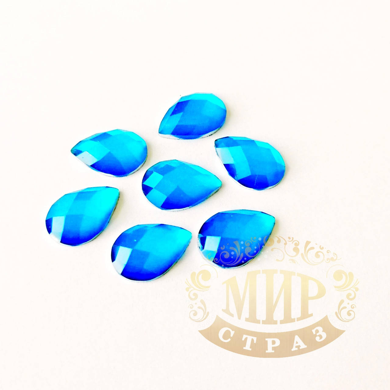 

Клеевые неоновые стразы Капли, цвет Neon Blue, размер 10х14мм*1шт
