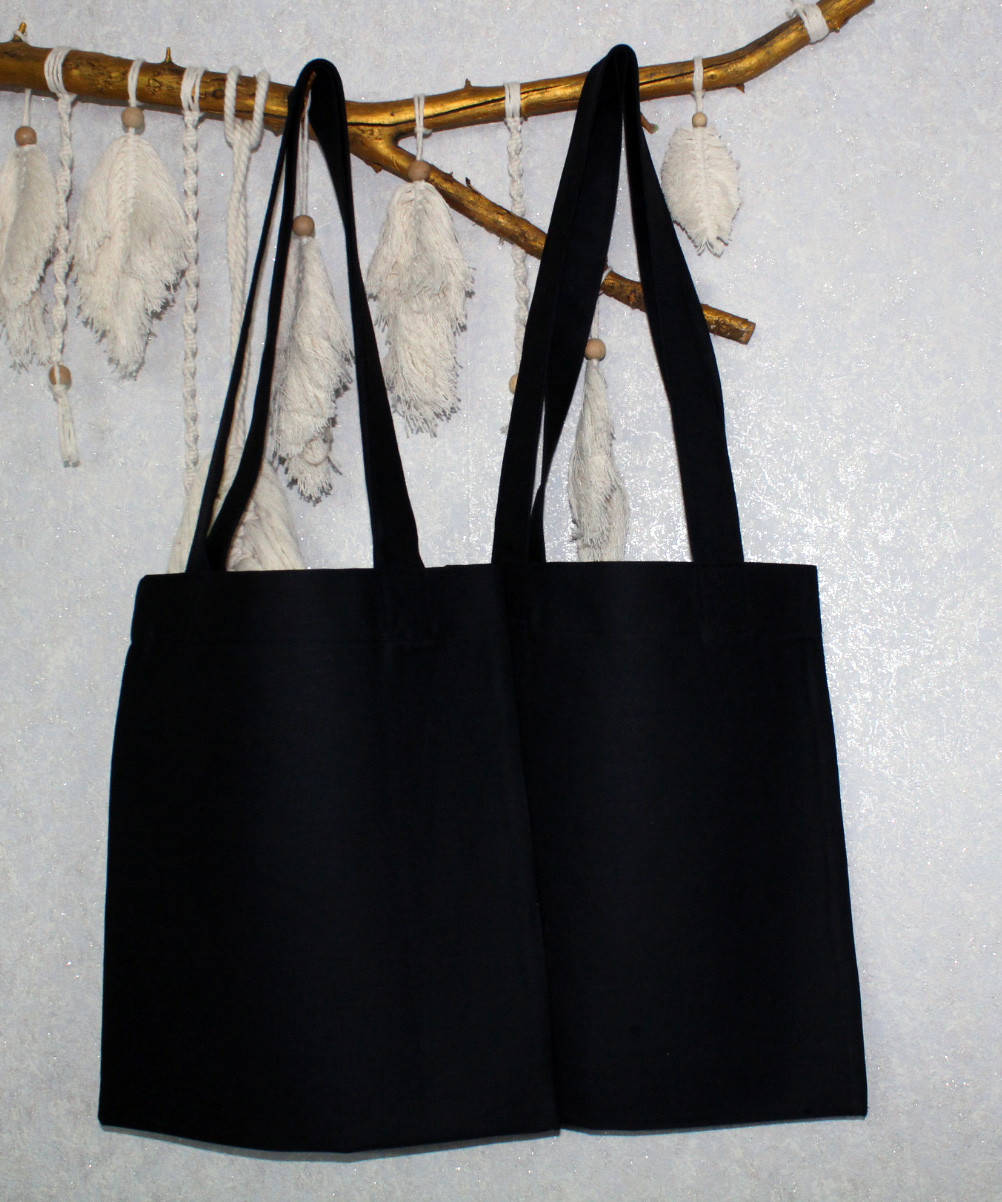 

Эко сумка для покупок шоппер без рисунка разные цвета, Черный