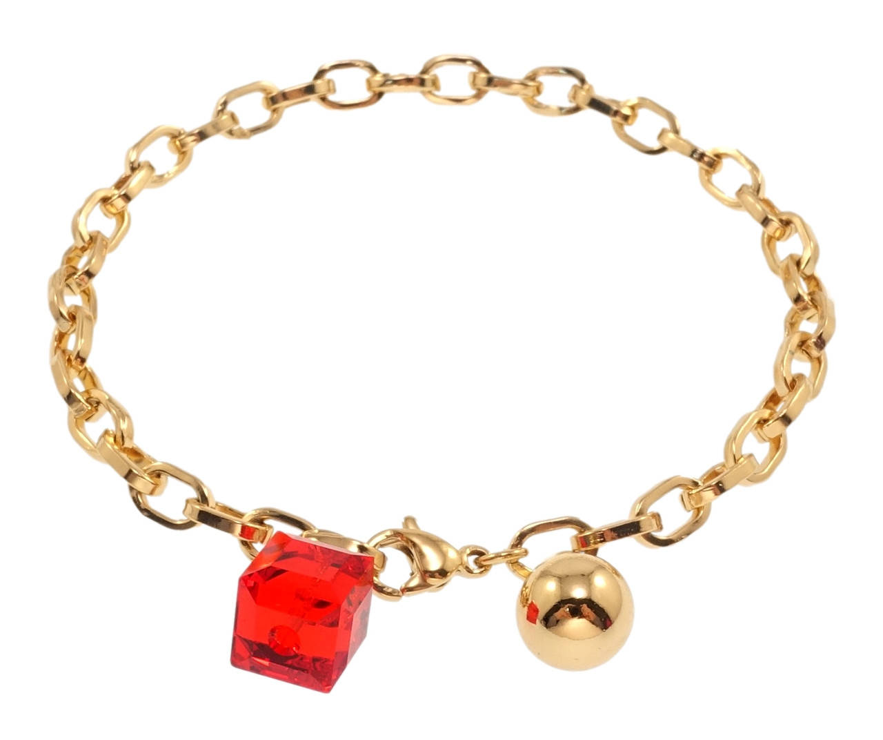 

Браслет Xuping Позолота 18K с кр-ми Swarovski "Якорное плетение с кристальным кубом Light Siam" длина 18см х