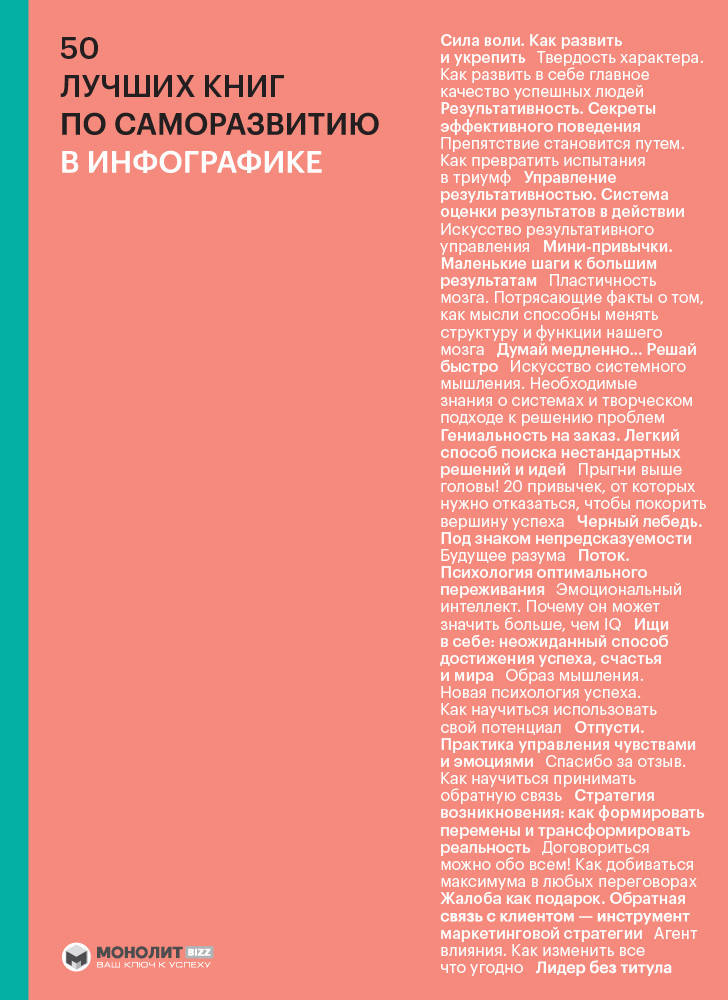 

Книга «50 лучших книг по саморазвитию в инфографике». Автор - Smart Reading
