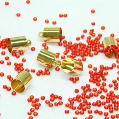 

Колпачок, концевик для бисерного жгута или шнура. D-8мм, золото (657-Л-0562)