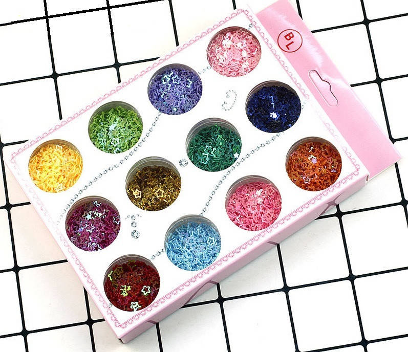 

Набор декоративных блесток в баночках, 12 штук №8, Разные цвета