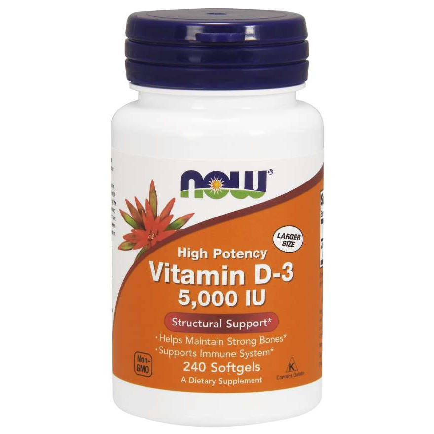 

Витамины и минералы NOW Vitamin D3 5000 IU, 240 капсул