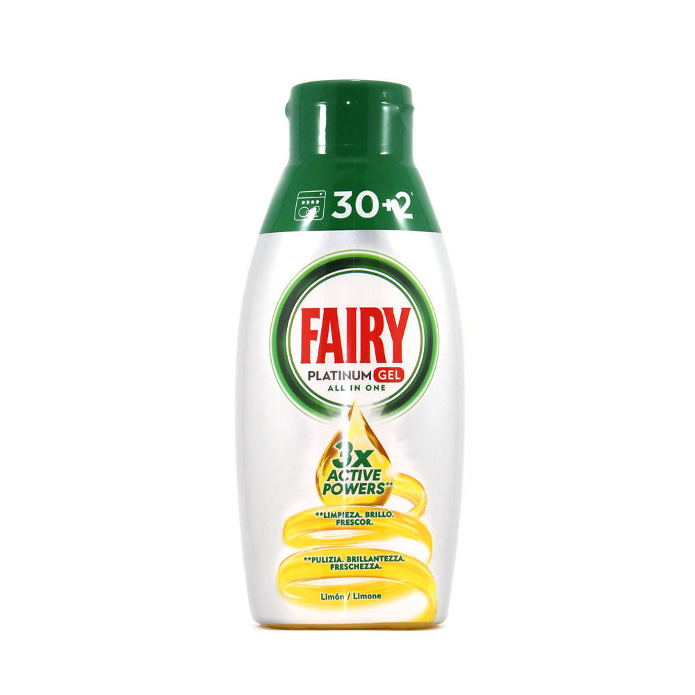 

Бесфосфатный гель для посудомойки Fairy Platinum All in One Lemon 32 цикла