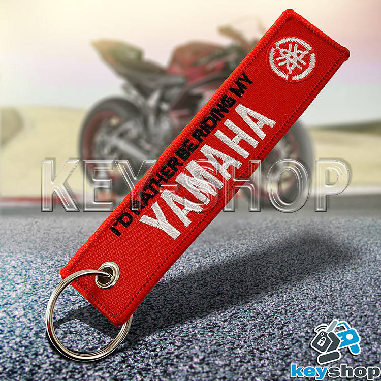

Брелок для мотоключей Yamaha (Ямаха) красный, с кольцом (текстиль), Черный