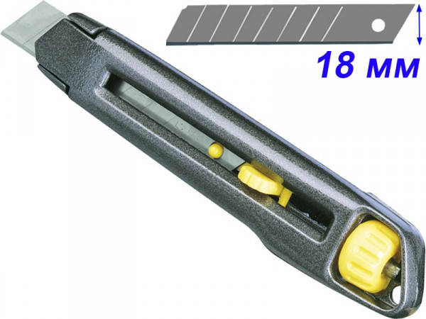 

Нож 18 мм сегментированое лезвие 165 мм, метал серия Interlock Stanley 4-10-018