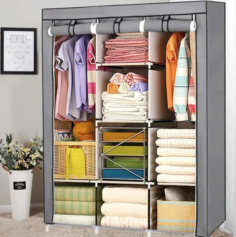 

Мобильный тканевой шкаф для одежды HCX Storage Wardrobe 88130 на 3 секции Серый