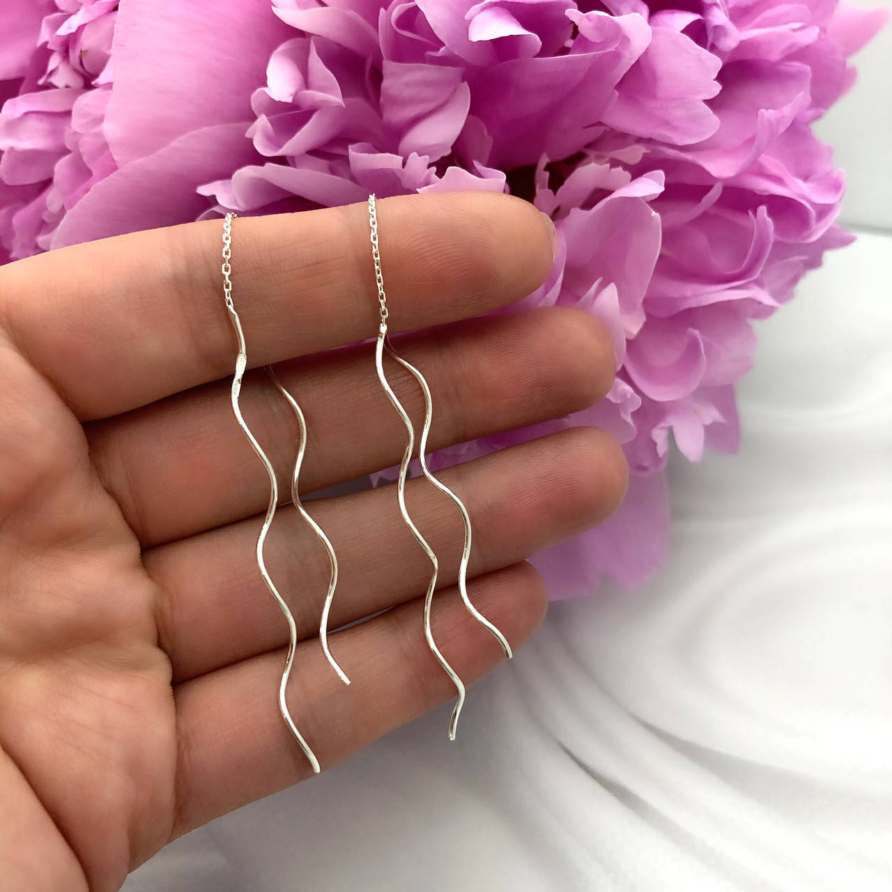 

Серьги протяжки спиральки из серебра