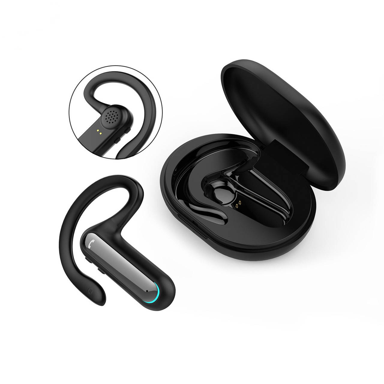 

Беспроводная Bluetooth гарнитура Yincine F810C на основе костной проводимости с зарядным кейсом Черная, Черный