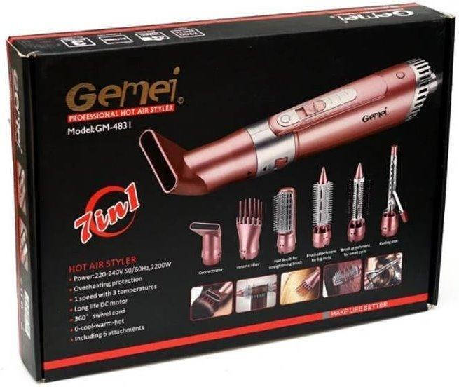 

Профессиональный фен для сушки волос 7 в 1 Gemei GM-4831 / воздушный стайлер Фен-щетка в Украине
