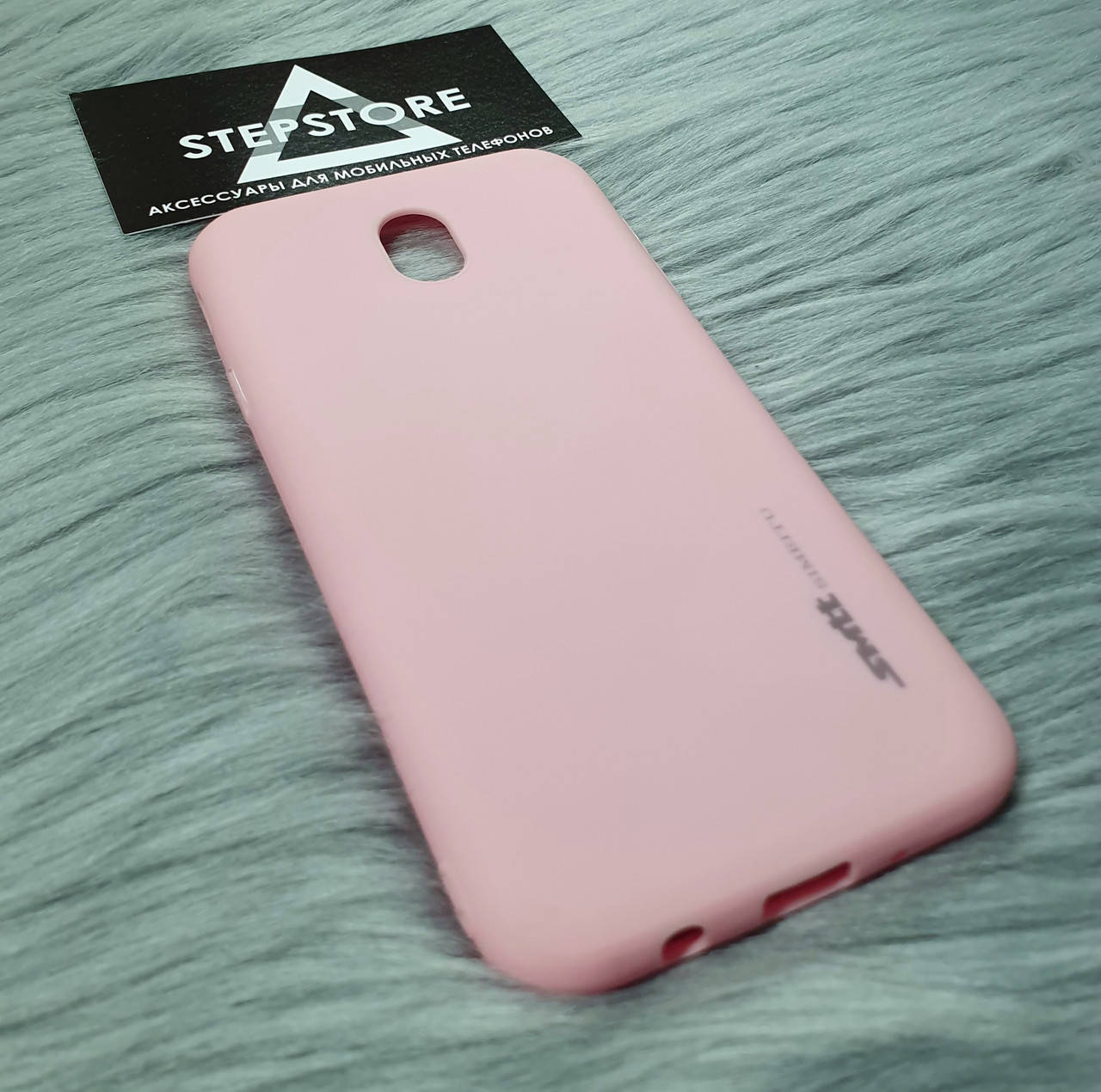 

Чехол силиконовый для Samsung J7 2017 J730 розовый бежевый однотонный женский