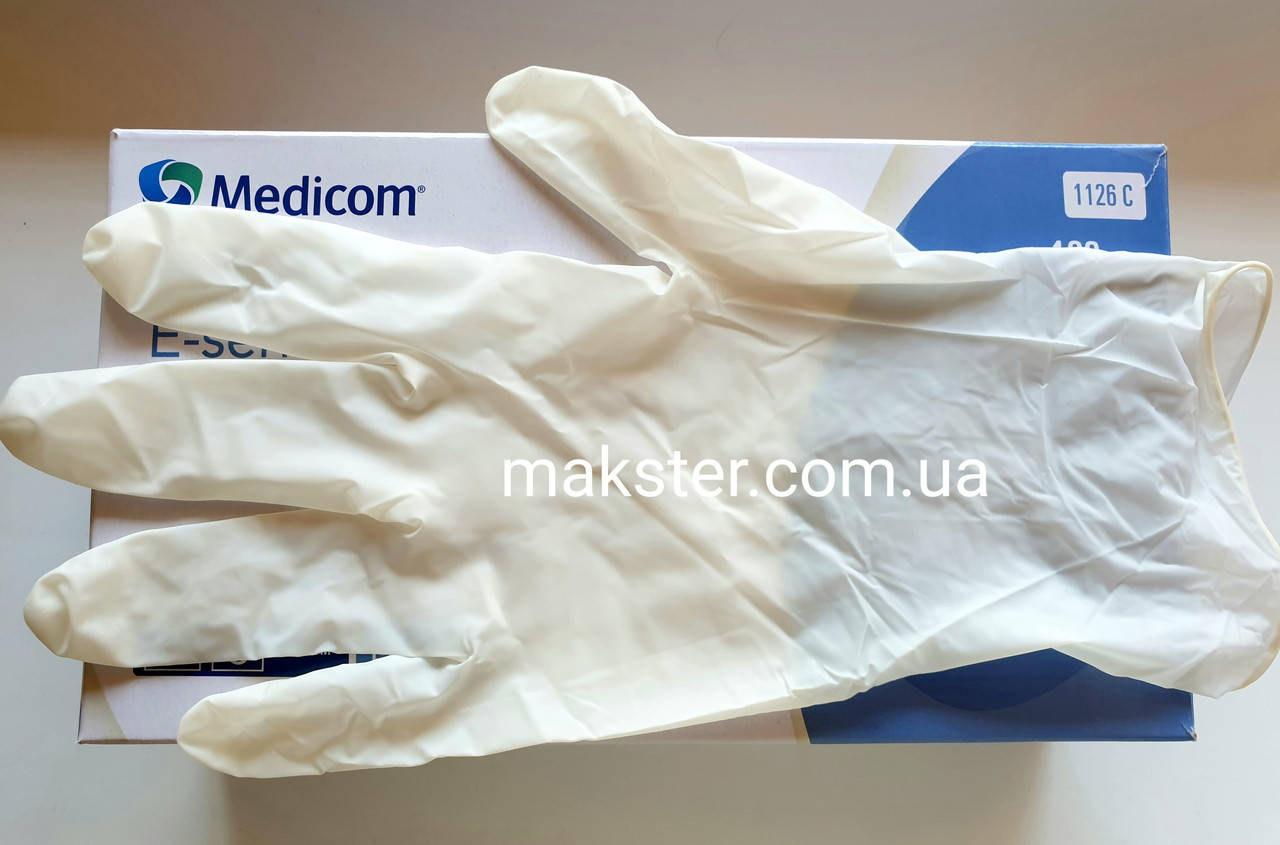 

Перчатки латексные опудренные Medicom Safe Touch(100 шт\уп), Белый