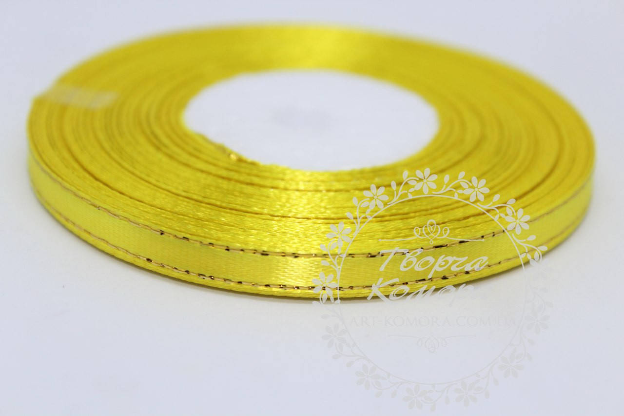 

Атласная лента с люрексом, 0,6 см, желтая, в рулоне 33 м
