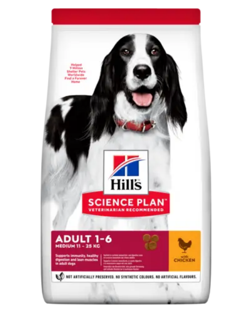 

Hills SP Adult Medium Chicken 12кг+2кг - корм для собак средних пород с курицей