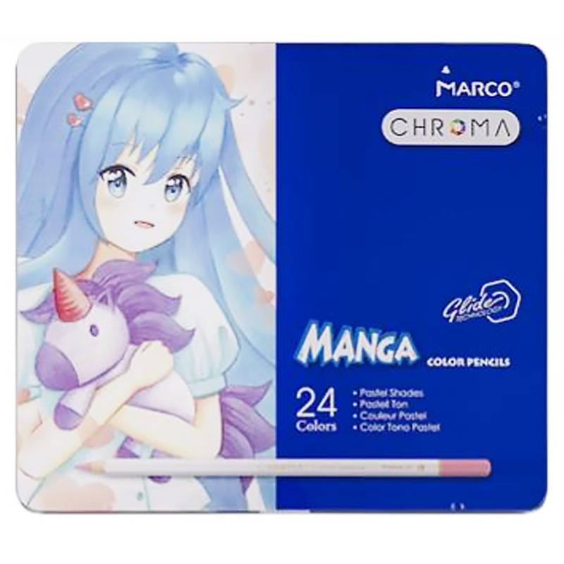 

Карандаши Marco Chroma MANGA 24 пастельных цвета шестигранные металлический пенал 8550-24TN, 931329