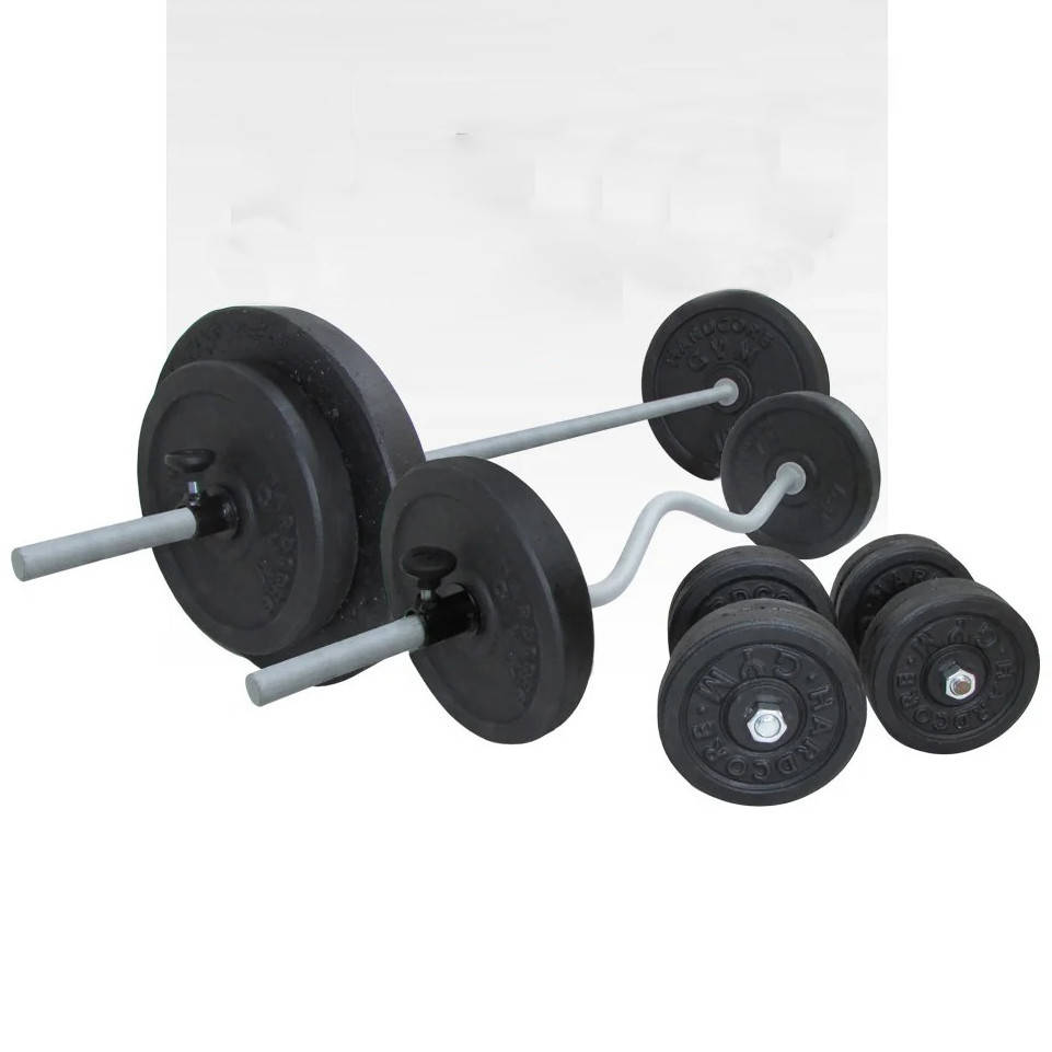 

Комплект 73 кг | Штанга прямая и с W-образным грифом + гантели, Черный