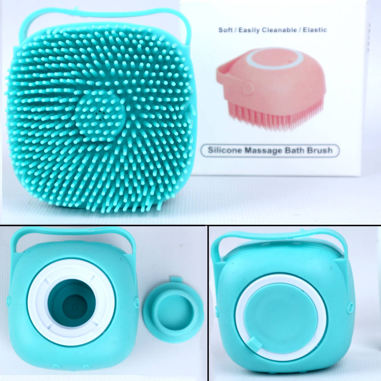 

Силиконовая массажная губка мочалка Bath Brus с емкость для жидкости