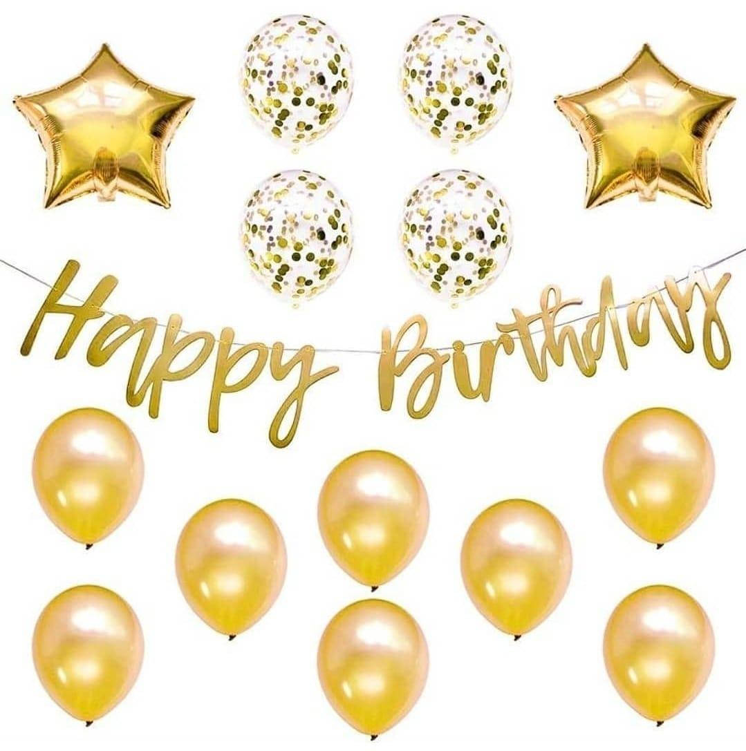

Набор из шаров с гирляндой HAPPY BIRTHDAY | Золотая пропись