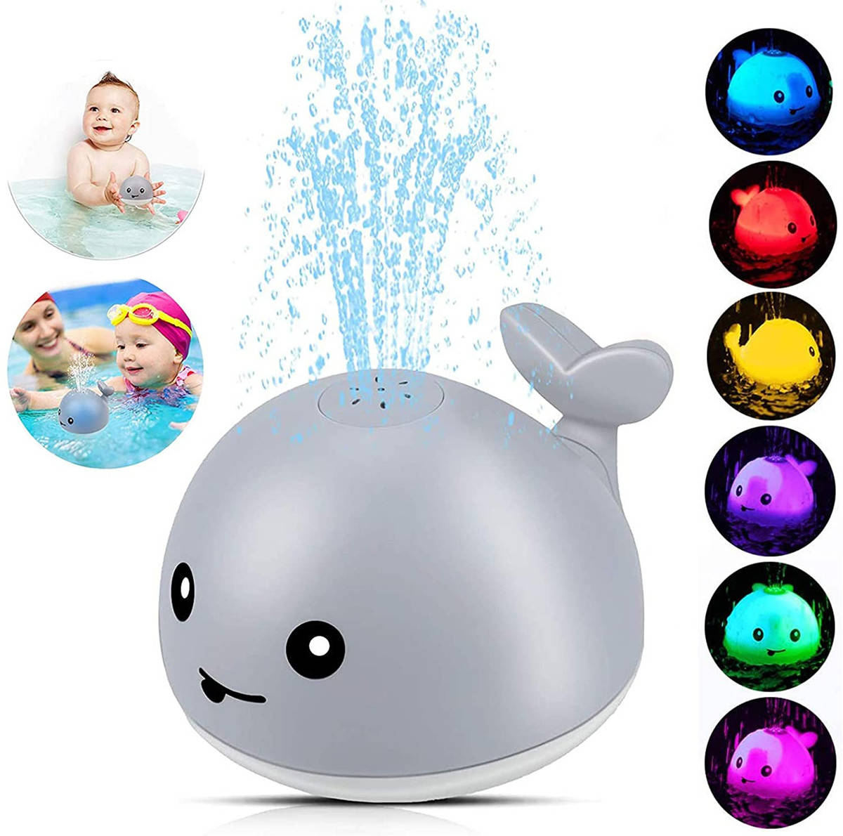 

Іграшка для купання дітей "Кит фонтан" Mini Whale Fountain Сірий дитячі іграшки у ванну | игрушки в ванную